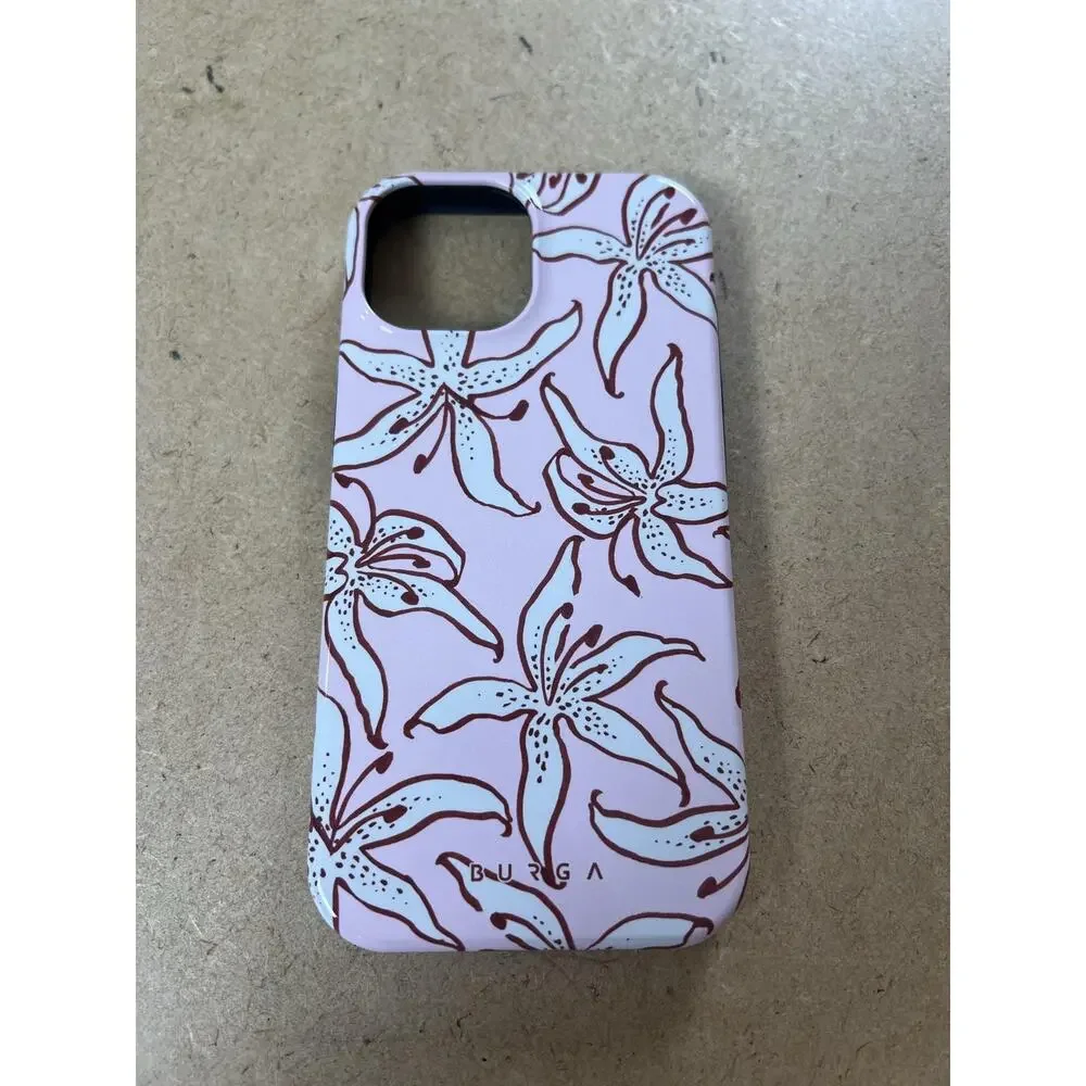 BURGA Dual-Layer Phone Case For Apple Pink Floral Polycarbonate With Pouch